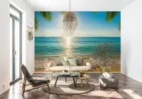 Tropical Beach Sunset Wall Mural