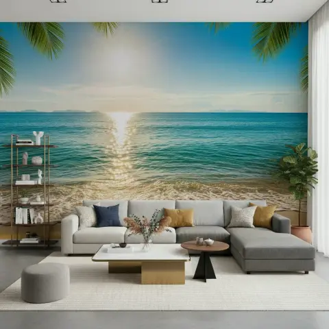Tropical Beach Sunset Wall Mural