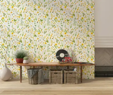 Cheerful Yellow Wildflower Wall Mural