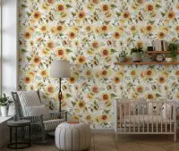 Vibrant Watercolor Sunflower Wall Mural