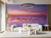 Magenta Violet Sunset Ocean Mirror Wallpaper Mural