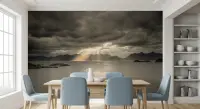 Dramatic Sun Rays Over Fjord Landscape Wall Mural