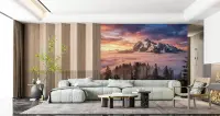 Majestic Mountain Sunset Landscape Wall Mural