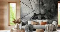 Monochromatic Suspension Bridge Architectural Wall Mural