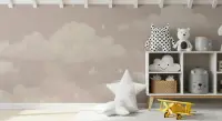 Dreamy Clouds and Stars Nursery Wall Mural