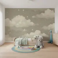 Dreamy Cloud and Starry Night Sky Wall Mural