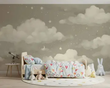 Dreamy Cloud and Starry Night Sky Wall Mural