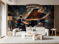 Vibrant Piano Performance Abstract Wall Mural