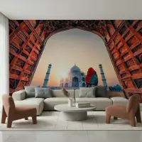 Taj Mahal Archway Sunset View Wall Mural