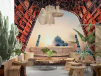 Majestic Taj Mahal Sunset Archway Wall Mural