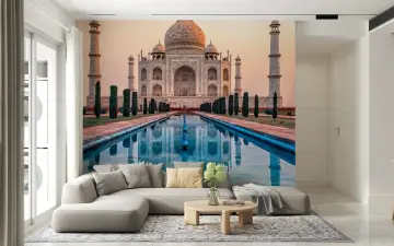 Taj Mahal Sunset Reflection Wall Mural