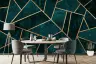 Emerald Gold Geometric Textured Wall Mural 1