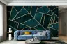 Emerald Gold Geometric Textured Wall Mural 3