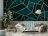 Emerald Gold Geometric Textured Wall Mural 4