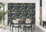 Elegant Gold Peacock and Floral Navy Wallpaper 2