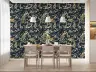 Elegant Gold Peacock and Floral Navy Wallpaper 3