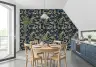Elegant Gold Peacock and Floral Navy Wallpaper 1