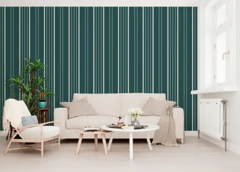 Modern Teal Vertical Stripe Wallpaper