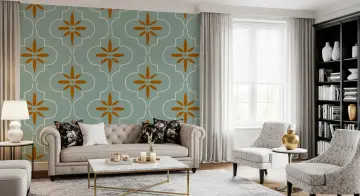 Teal Terracotta Geometric Quatrefoil Wallpaper