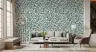 Elegant Teal Botanical Leaf Pattern Wallpaper 4