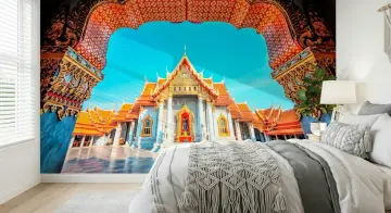 Golden Thai Temple Archway Scenic Wall Mural