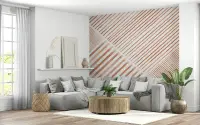 Terracotta Diagonal Stripe Geometric Wall Mural