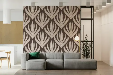 Art Deco Botanical Motif Pattern Wallpaper