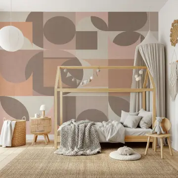 Earthy Geometric Blocks Kids' Room Wallpaper Mural