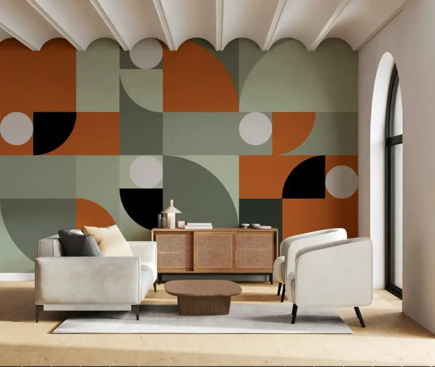 Terracotta and Gray Wall Mural