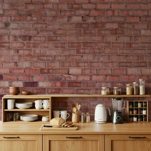 Exposed Red Brick Texture Wallpaper