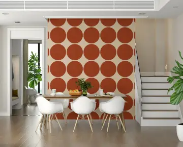 Terracotta Geometric Circle Pattern Wallpaper