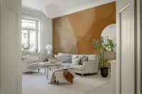 Modern Abstract Terracotta Wall Mural with Curves