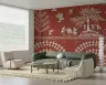 Warli Folk Art Terracotta Village Life Wall Mural 1