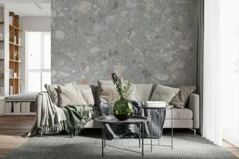 Contemporary Grey Terrazzo Wall Mural