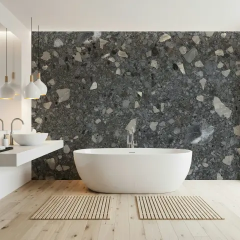 Dark Grey Terrazzo Stone Chip Wall Mural