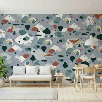 Contemporary Multicolor Terrazzo Pattern Wall Mural