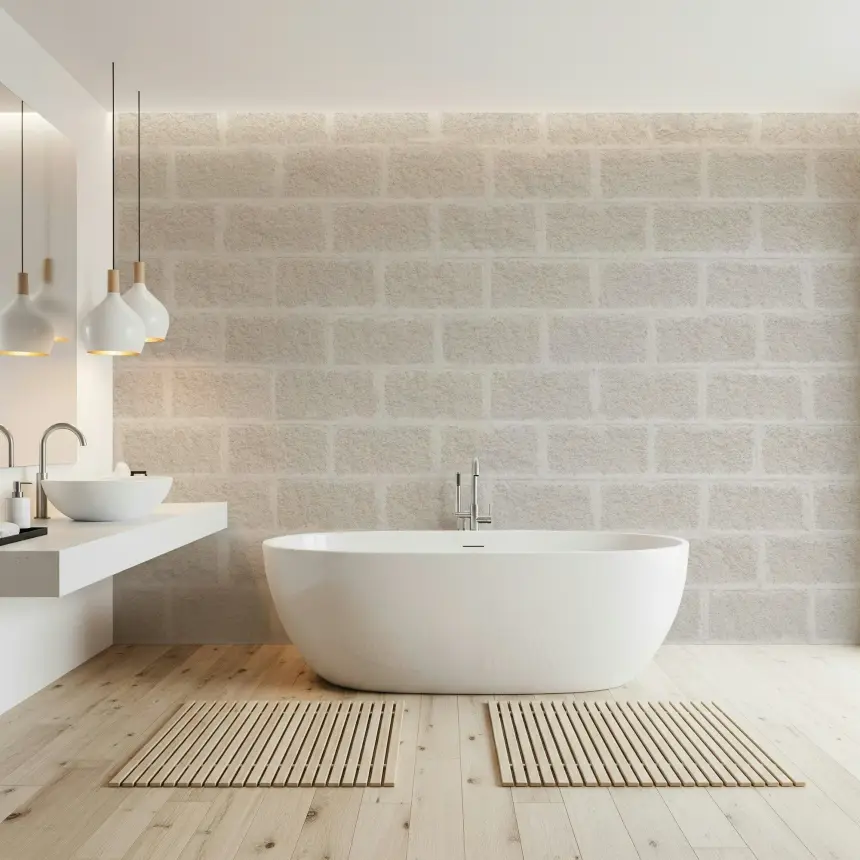 Textured Beige Bricks Wall Mural -2306201