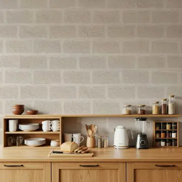 Textured Beige Brick Pattern Wall Mural