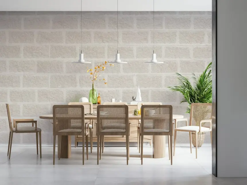 Textured Beige Bricks Wall Mural -2306201