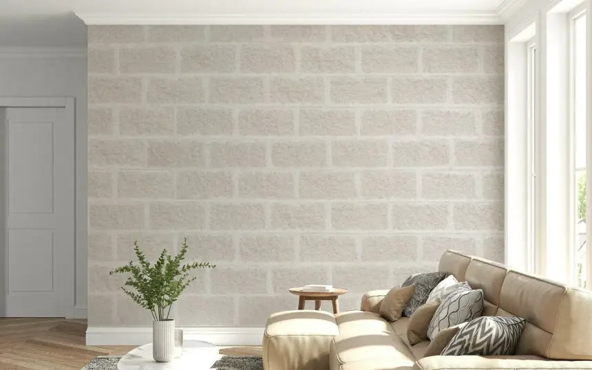 Textured Beige Bricks Wall Mural -2306201