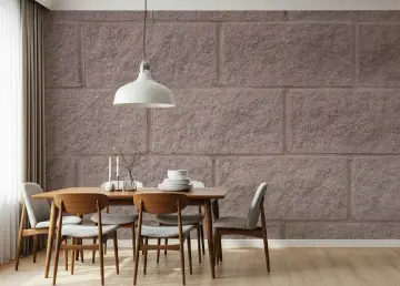 Contemporary Mauve Textured Stone Block Wallpaper