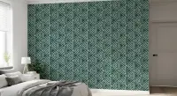 Deep Teal Geometric Triangle Pattern Wallpaper