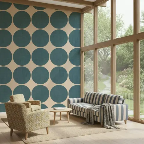Geometric Teal Circles Pattern Wallpaper
