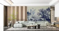 Vintage Blue Oceanic Coral and Fish Wall Mural