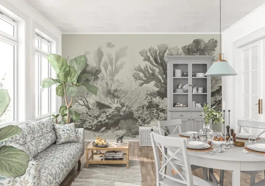 The Aquarium - Greige Wall Mural
