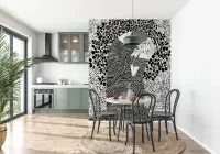 Abstract Monochrome Embrace Wall Mural