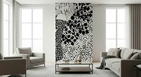Abstract Monochrome Embrace Wall Mural
