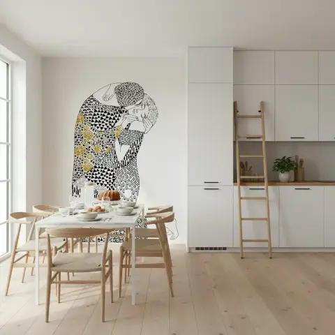 Golden Kiss Abstract Pattern Wall Mural