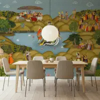 Traditional Krishna Leela Pichwai Style Wall Mural