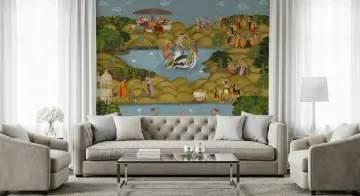 Traditional Krishna Leela Pichwai Style Wall Mural